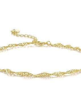 14K Gold Anklets for Women Gold Ankle Bracelet for Women Singapore Chain Mimics